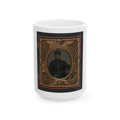 Roswell K. Bishop Of Company I, 123rd New York Infantry Regiment In Uniform With Holstered Revolver (U.S. Civil War) White Coffee Mug