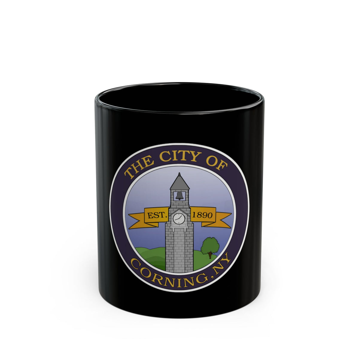 Seal of Corning NY - Black Coffee Mug