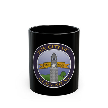 Seal of Corning NY - Black Coffee Mug