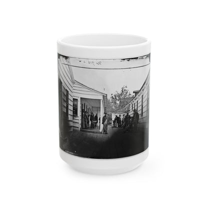 Washington, D.C. Convalescent Soldiers And Others Outside Quarters Of The Sanitary Commission Home Lodge (U.S. Civil War) White Coffee Mug