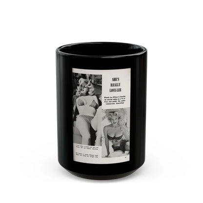 Lee Wilson #17 - Pages 3 of 3 Featuring, Lee 2 B&W Photos & Caption from TAB Digest Mag. February '58 (Vintage Female Icon) Black Coffee Mug-15oz-Go Mug Yourself