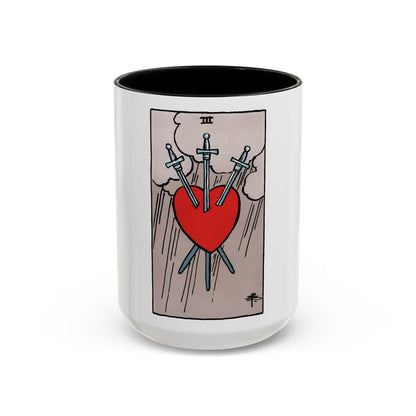 The 3 of Swords (Tarot Card) Accent Coffee Mug-15oz-Black-Go Mug Yourself