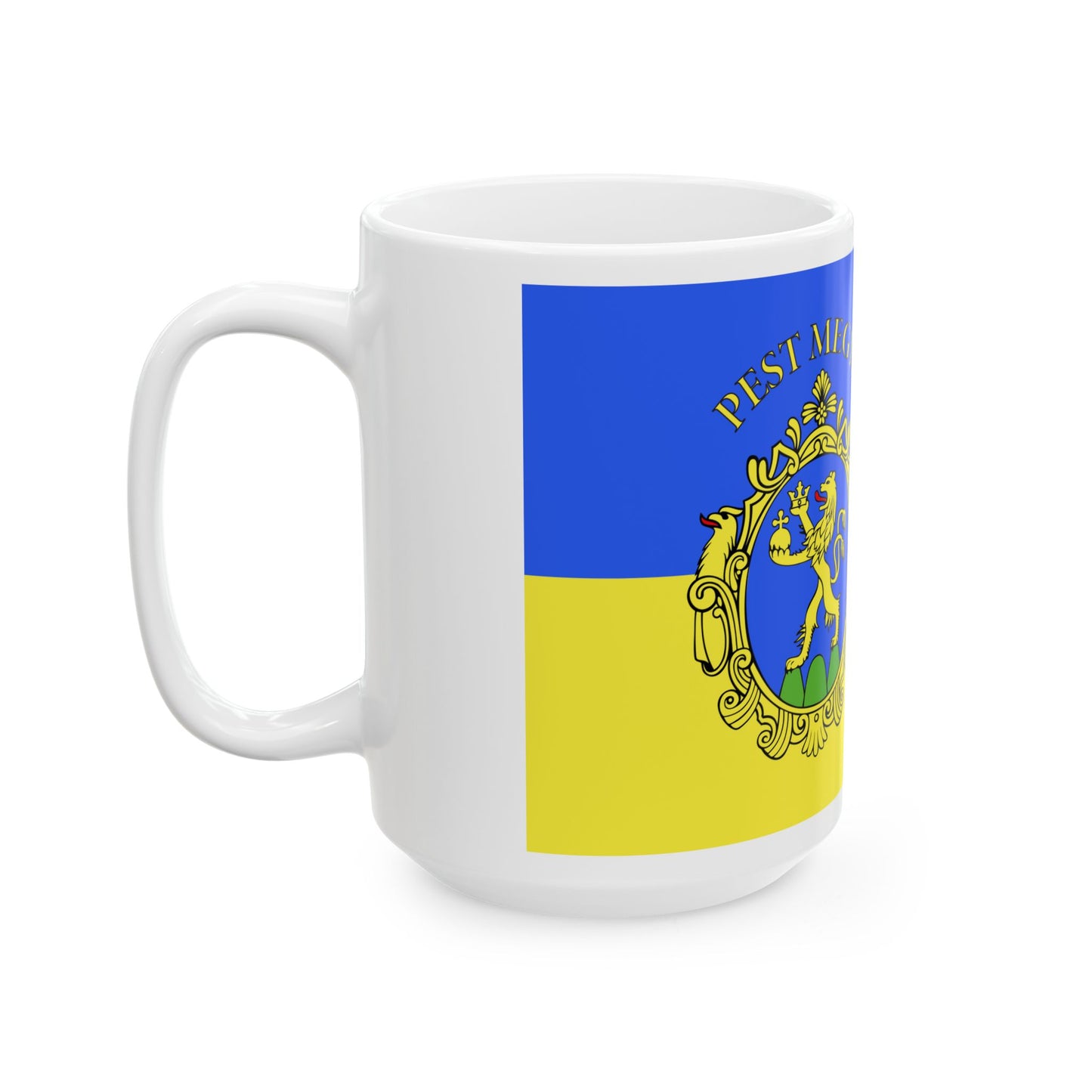 Flag of Pest County Hungary - White Coffee Mug