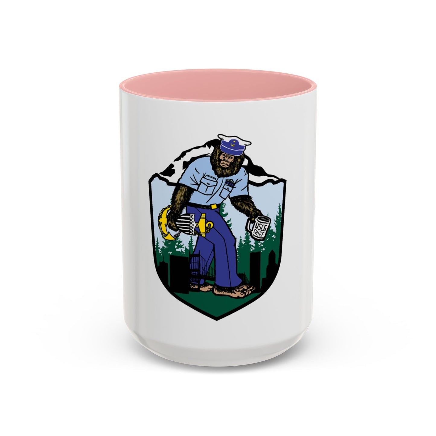 USCG Sailor Squatch (U.S. Coast Guard) Accent Coffee Mug