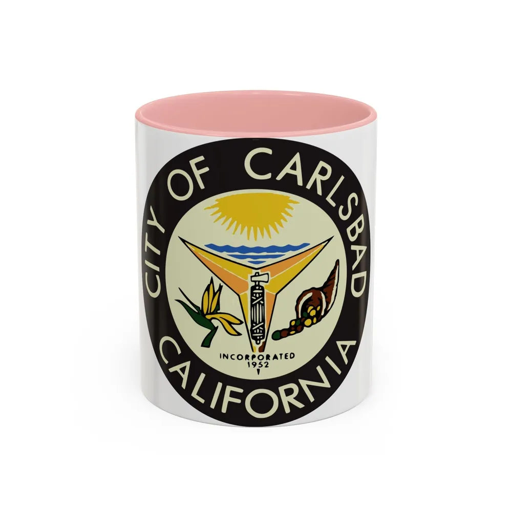 Seal of Carlsbad California - Accent Coffee Mug-11oz-Pink-Go Mug Yourself