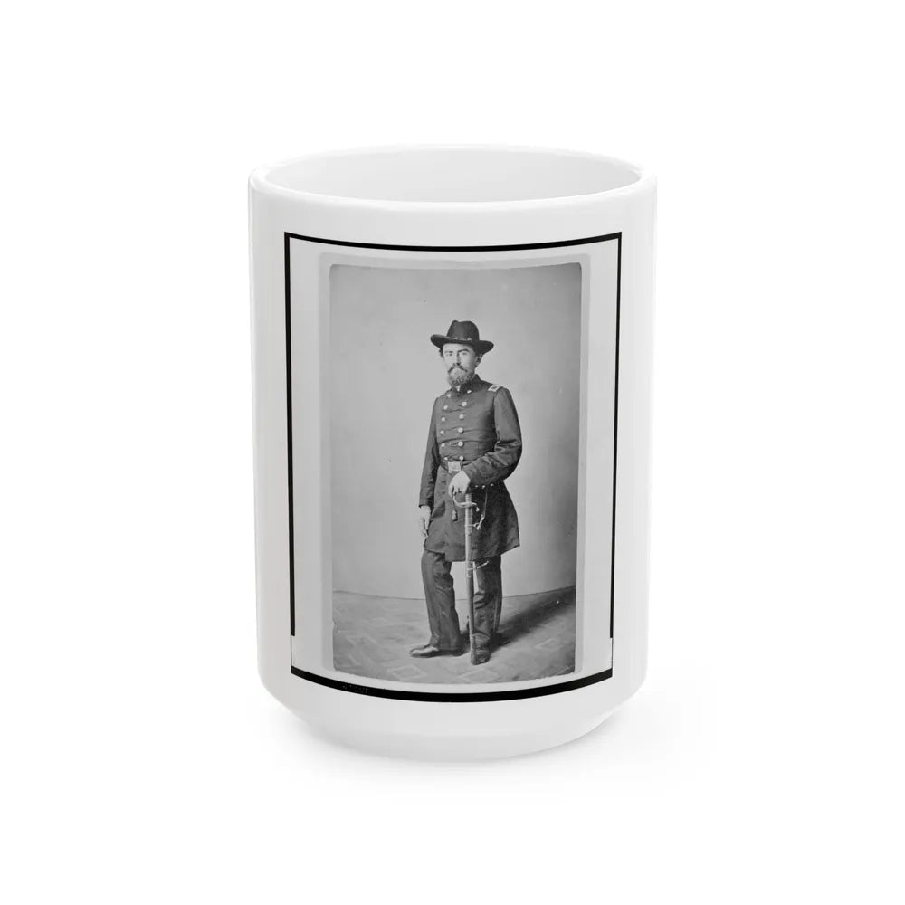 Colonel Francis (Frank) Erdelmeyer, Union Officer In The 32nd Indiana Regiment, Full-Length Portrait, Standing, Facing Front (U.S. Civil War) White Coffee Mug-15oz-Go Mug Yourself