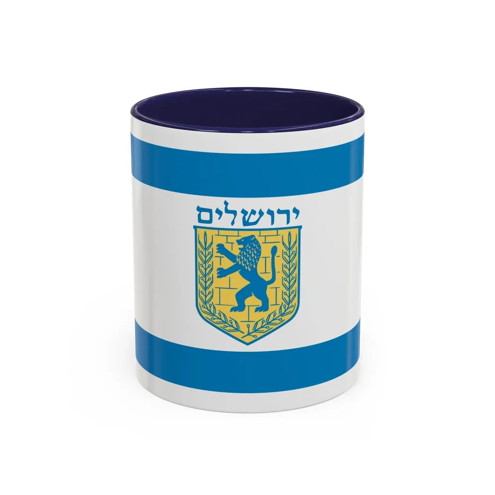 Flag of Jerusalem Israel - Accent Coffee Mug-11oz-Navy-Go Mug Yourself