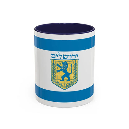 Flag of Jerusalem Israel - Accent Coffee Mug-11oz-Navy-Go Mug Yourself