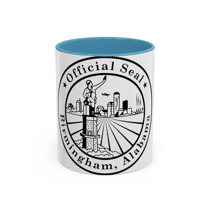 Seal of Birmingham Alabama - Accent Coffee Mug-11oz-Light Blue-Go Mug Yourself