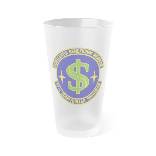 97th Comptroller Squadron (U.S. Air Force) Frosted Pint Glass 16oz-16oz-Frosted-Go Mug Yourself