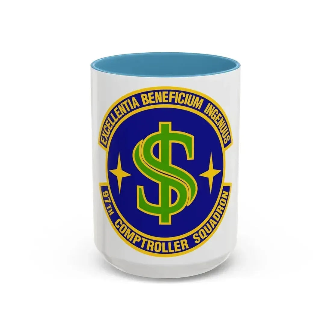 97th Comptroller Squadron (U.S. Air Force) Accent Coffee Mug 15oz Light Blue - Go Mug Yourself