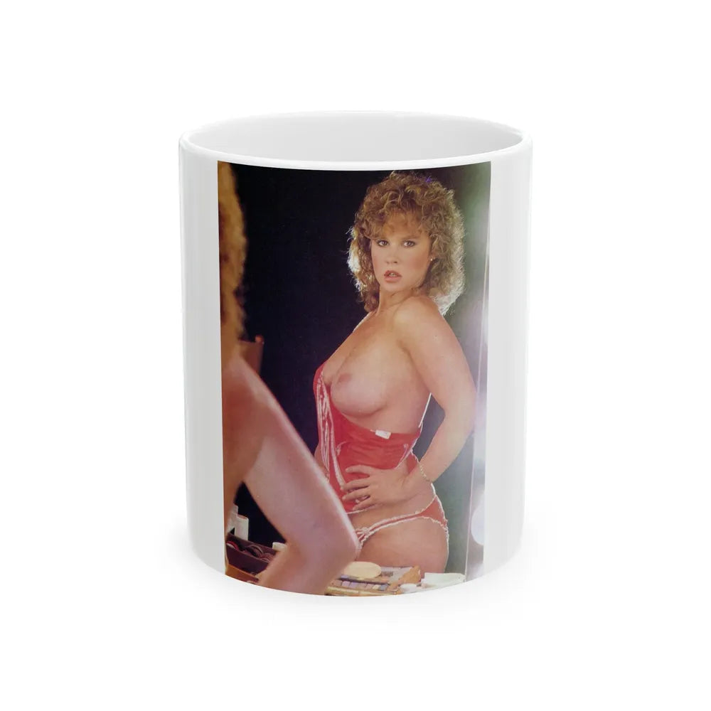 Linda Blair #316 - 1 Page, 1 Photo with lingerie partially exposed with boobs from OUI Mag. October '82 (Vintage Female Icon) White Coffee Mug-11oz-Go Mug Yourself