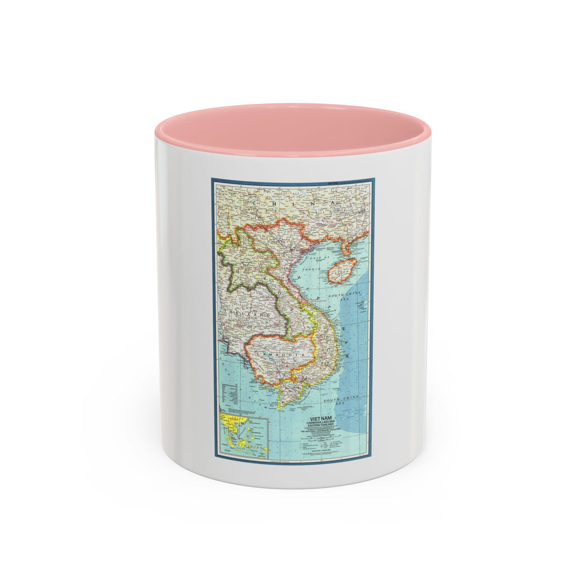 Asia - Viet Nam, Cambodia, Laos (1965) (Map) Accent Coffee Mug