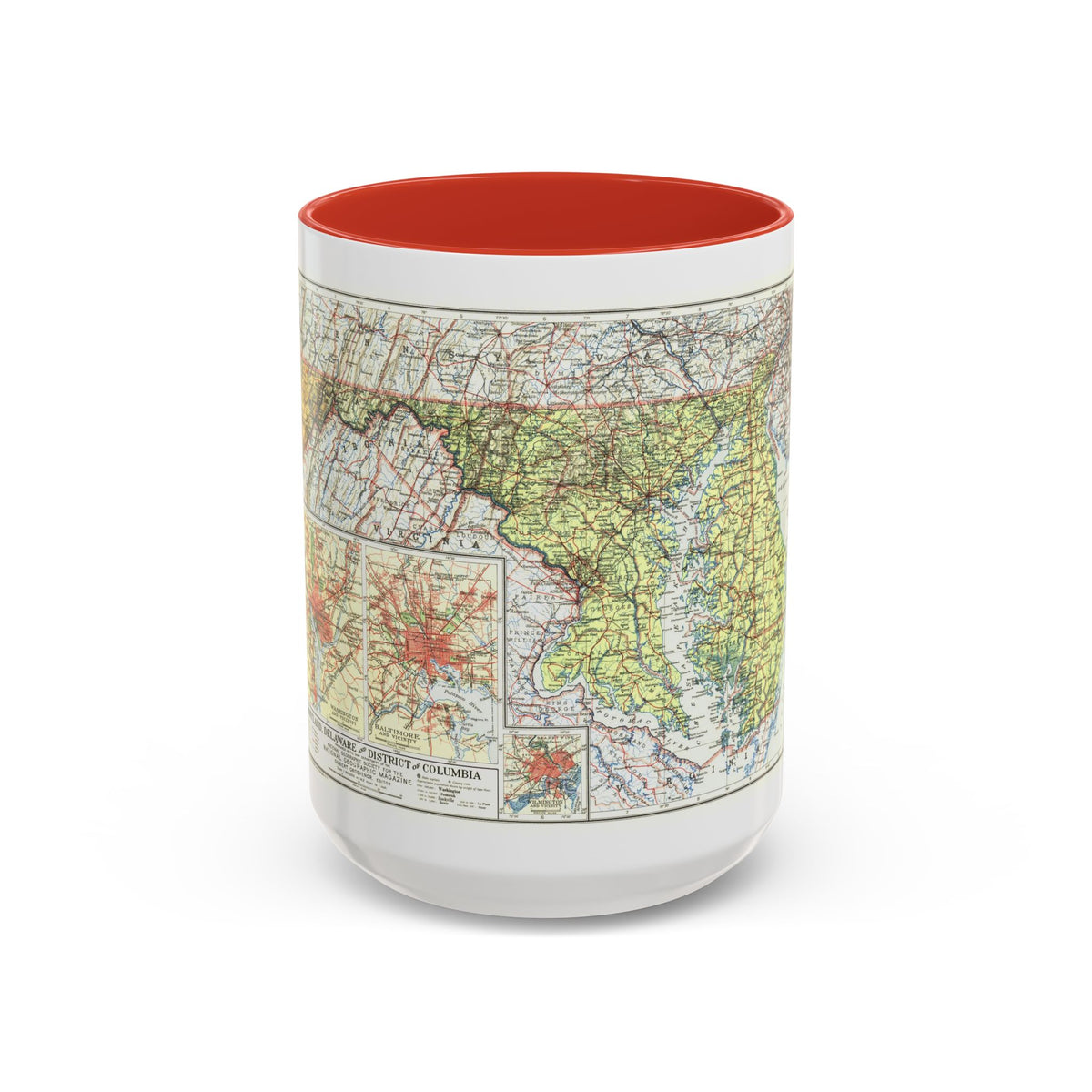 USA - Maryland, Delaware (1927) (Map) Accent Coffee Mug