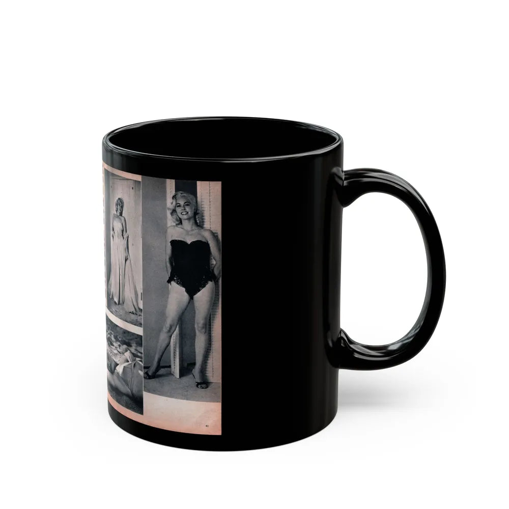 Jeanne Carmen #215 - Pages 40 & 41 Pages 3 & 4 of 6+4 B&W Photos & start of article from Man's Conquest Mag. October '60 (Vintage Female Icon) Black Coffee Mug-Go Mug Yourself