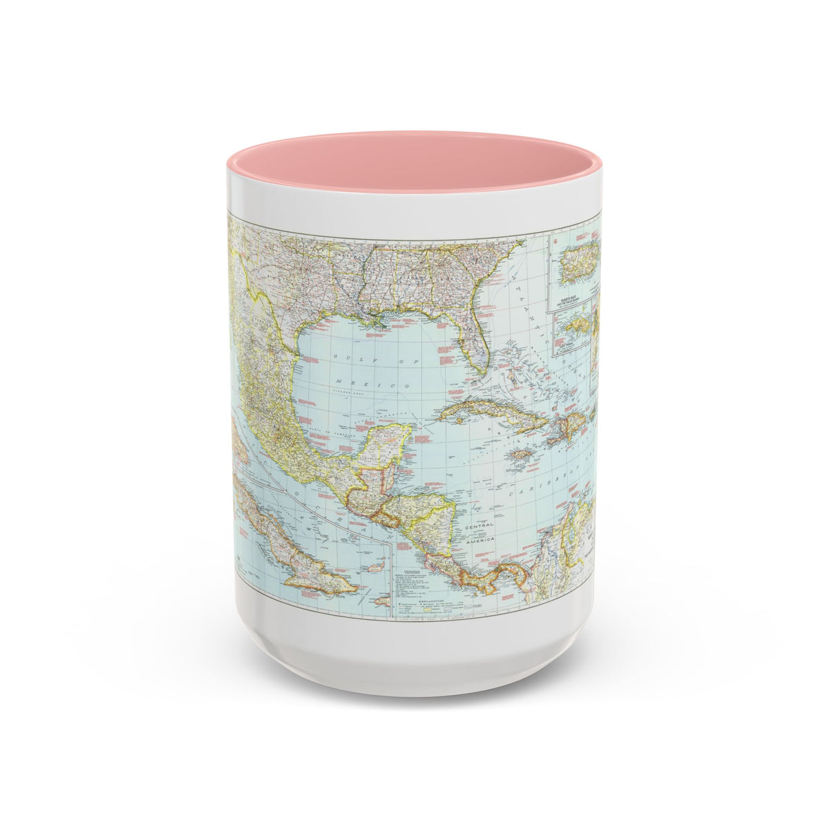 Central America & West Indies (1939) (Map) Accent Coffee Mug