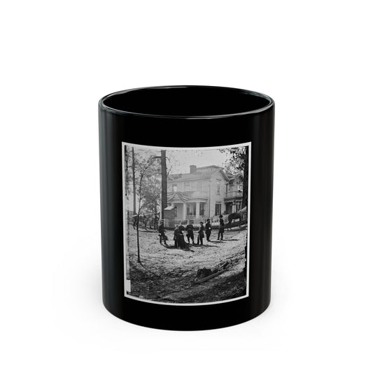 Atlanta, Georgia. Federal Officers Standing In Front Of House. (Formerly Headquarters Of Gen. John Bell Hood.) (U.S. Civil War) Black Coffee Mug