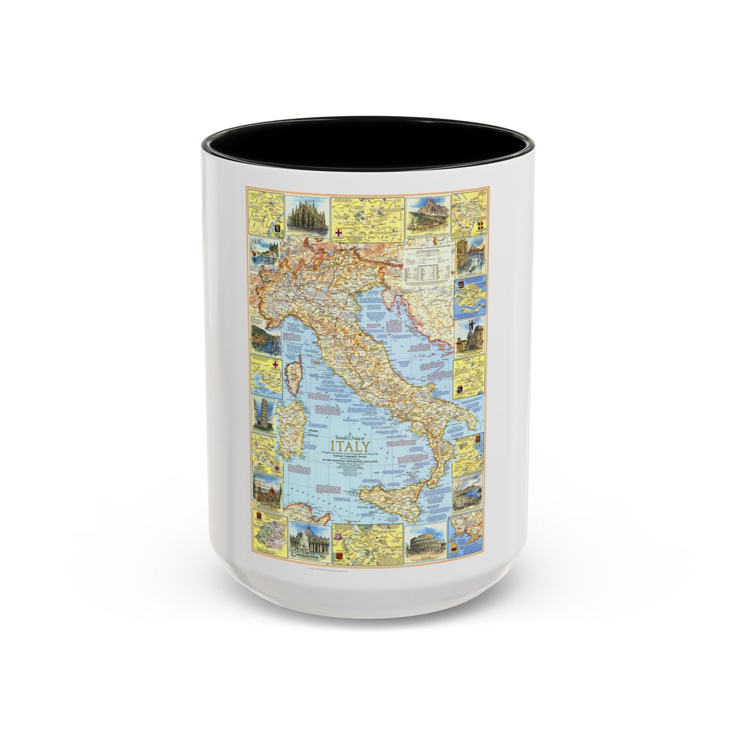 Italy - A Traveller's Map 1 (1970) (Map) Accent Coffee Mug