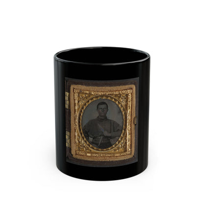 Unidentified Soldier In Confederate Uniform With Bowie Knife (2) (U.S. Civil War) Black Coffee Mug