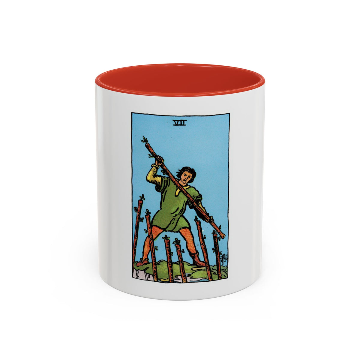 The 7 of Wands (Tarot Card) Accent Coffee Mug