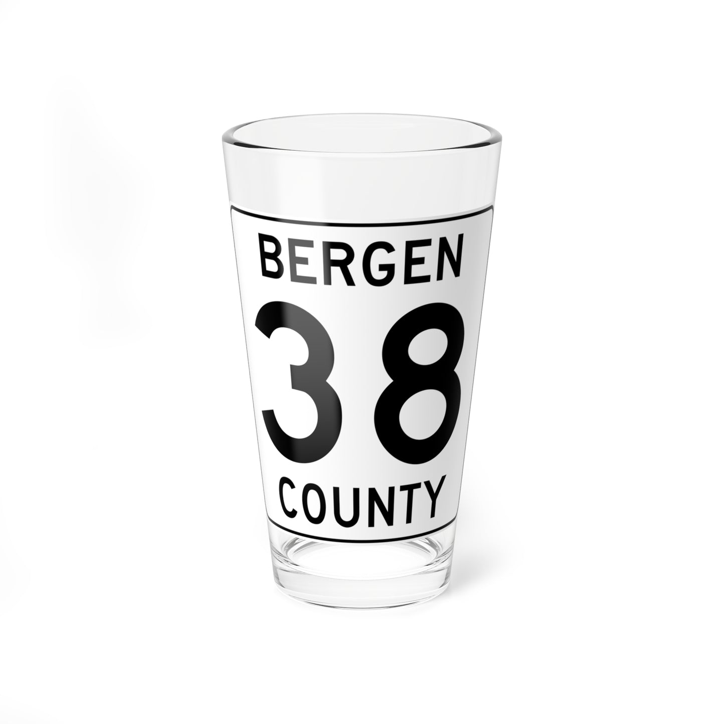 Bergen County 38 (New Jersey) (Road Sign) Pint Glss 16oz