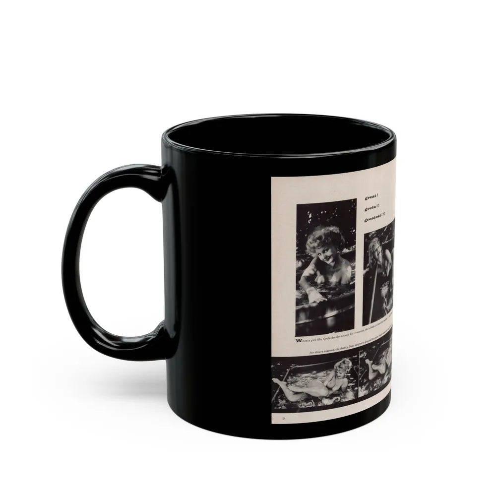 Greta Thyssen #132 - 2 Page 6 B&W Photos from Jem Mag. May '57 (Vintage Female Icon) Black Coffee Mug-Go Mug Yourself