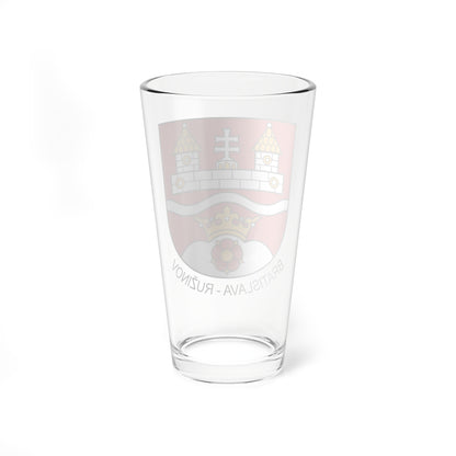 Coat of Arms Ruzinov CMYK (Slovakia) (Coat of Arms) Pint Glass 16oz