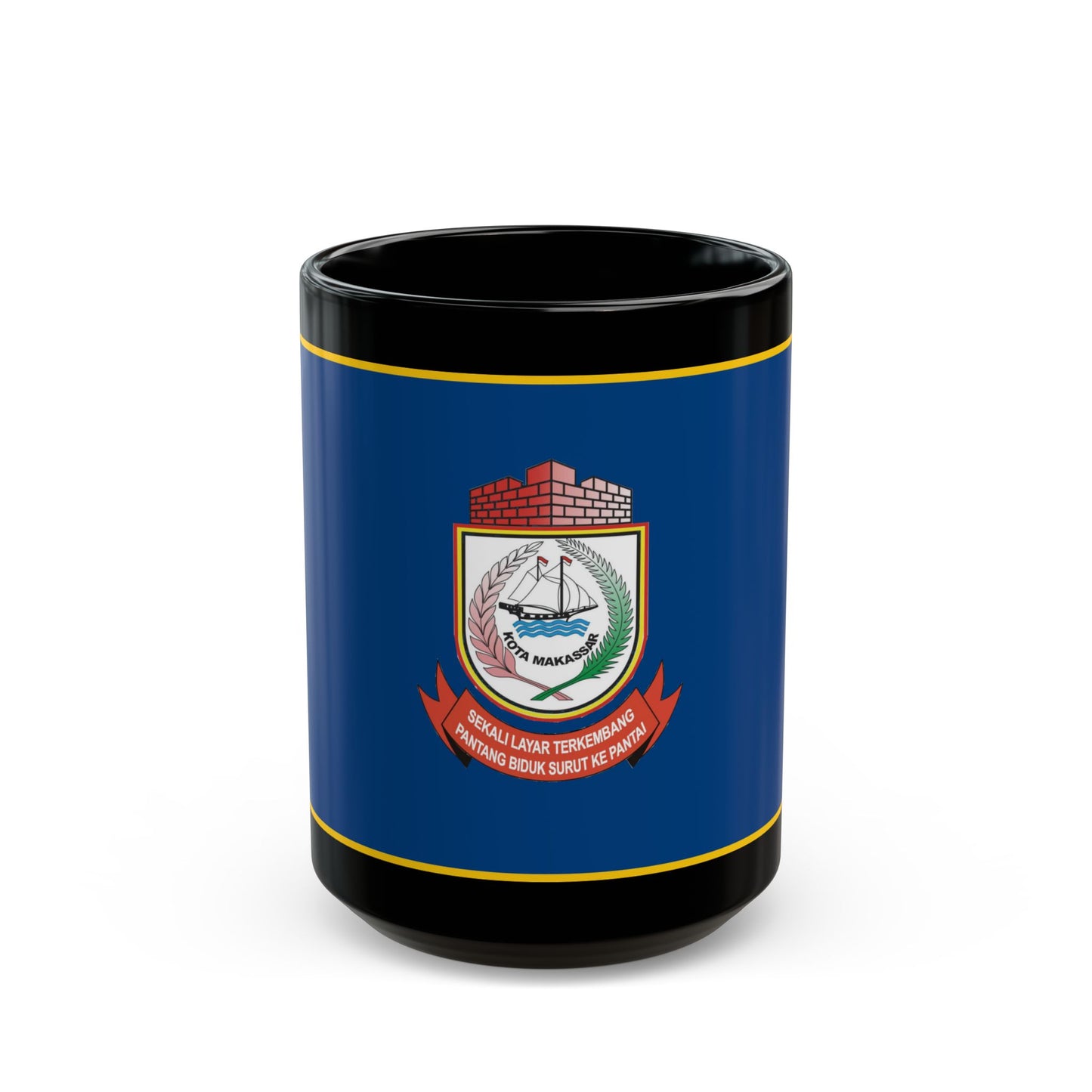 Flag of City of Makassar Indonesia - Black Coffee Mug-15oz-Go Mug Yourself