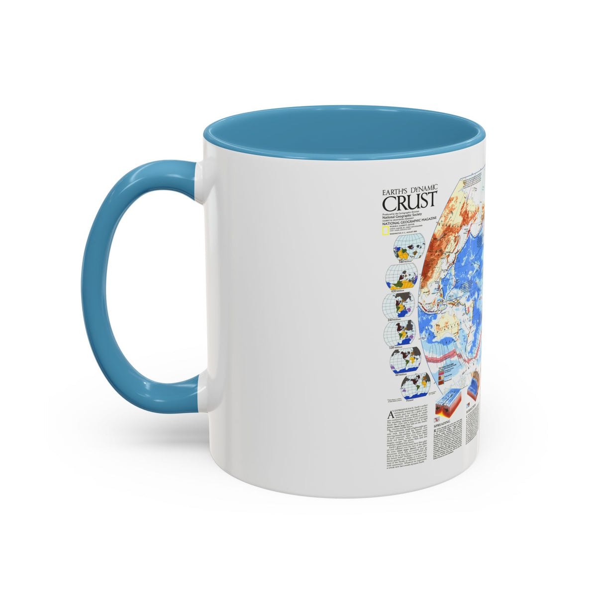 World Map - Earth's Dynamic Crust (1985) (Map) Accent Coffee Mug