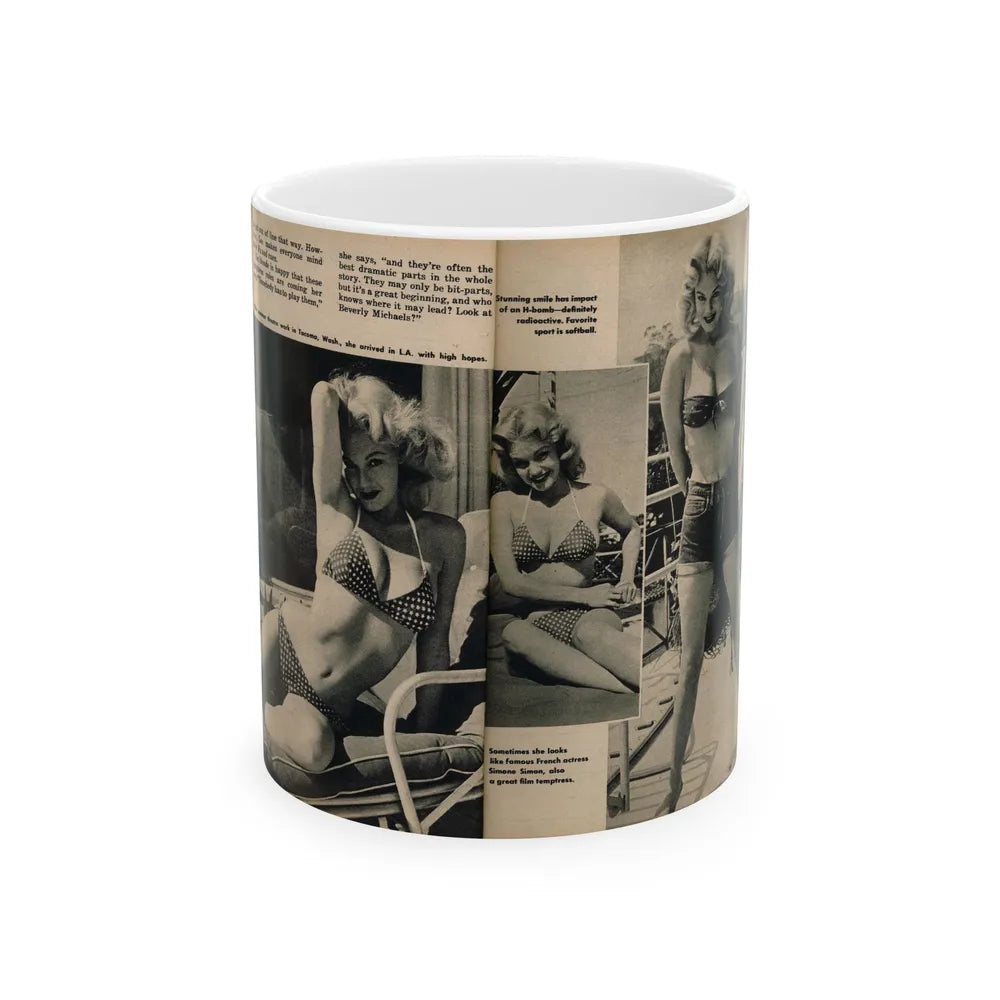 Lee Wilson #15 - Pages 1 & 2 of 4 Featuring, Lee+3 B&W Photos & Captions from PICTURE SCOPE Digest Mag. November '55 (Vintage Female Icon) White Coffee Mug-11oz-Go Mug Yourself