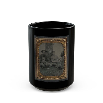 Unidentified Soldier In Union Uniform And Unidentified Young Man Sitting On The Ground And Whittling (U.S. Civil War) Black Coffee Mug