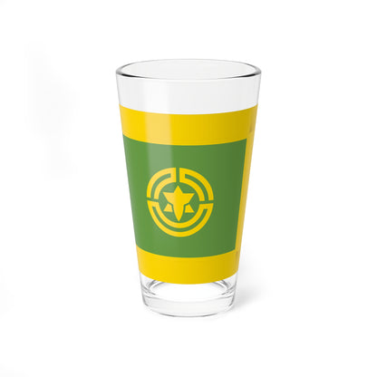 Flag of Haboro Hokkaido fringed (Japan) Pint Glass 16oz