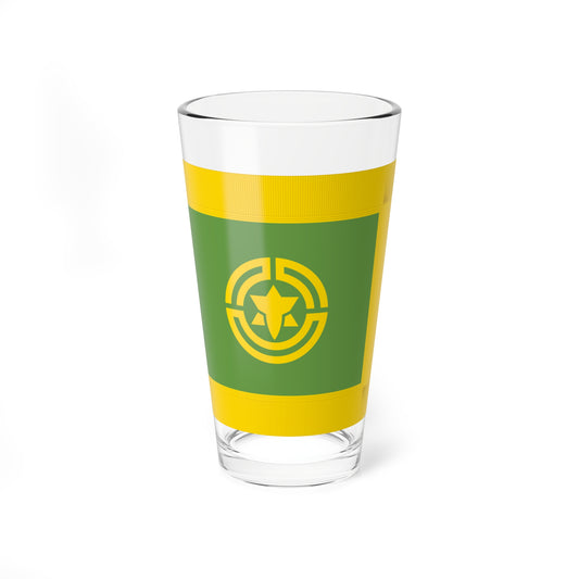 Flag of Haboro Hokkaido fringed (Japan) Pint Glass 16oz