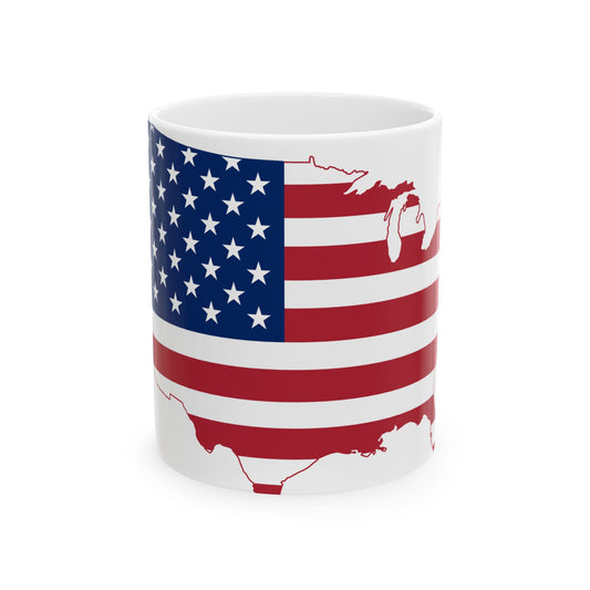 Flag-map of the United States (United States) White Coffee Mug