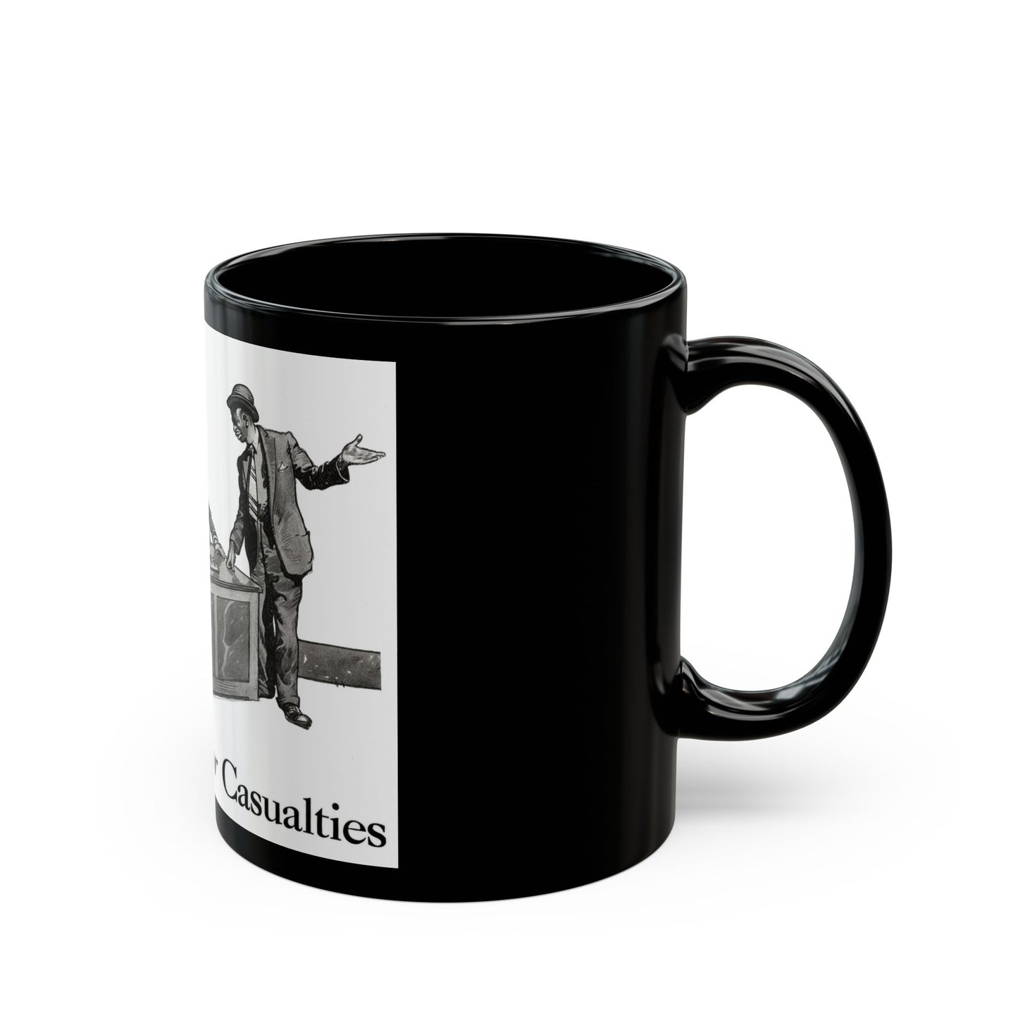 Cash Money for Casualties (1), Redbook magazine, December 1932 - Black Coffee Mug-Go Mug Yourself