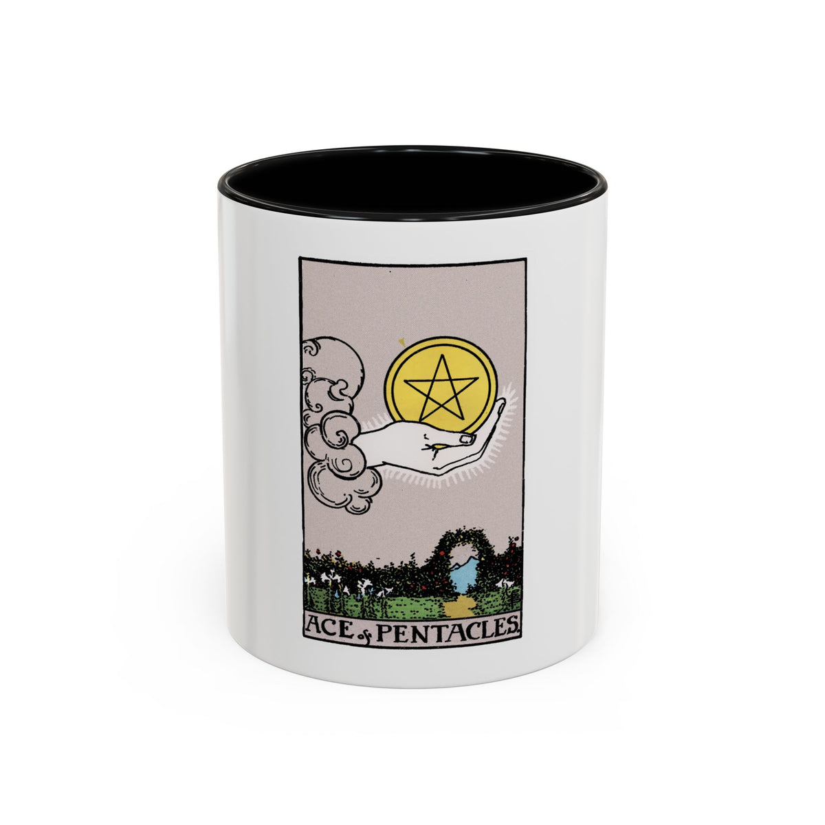 The Ace of p of Pentacles (Tarot Card) Accent Coffee Mug