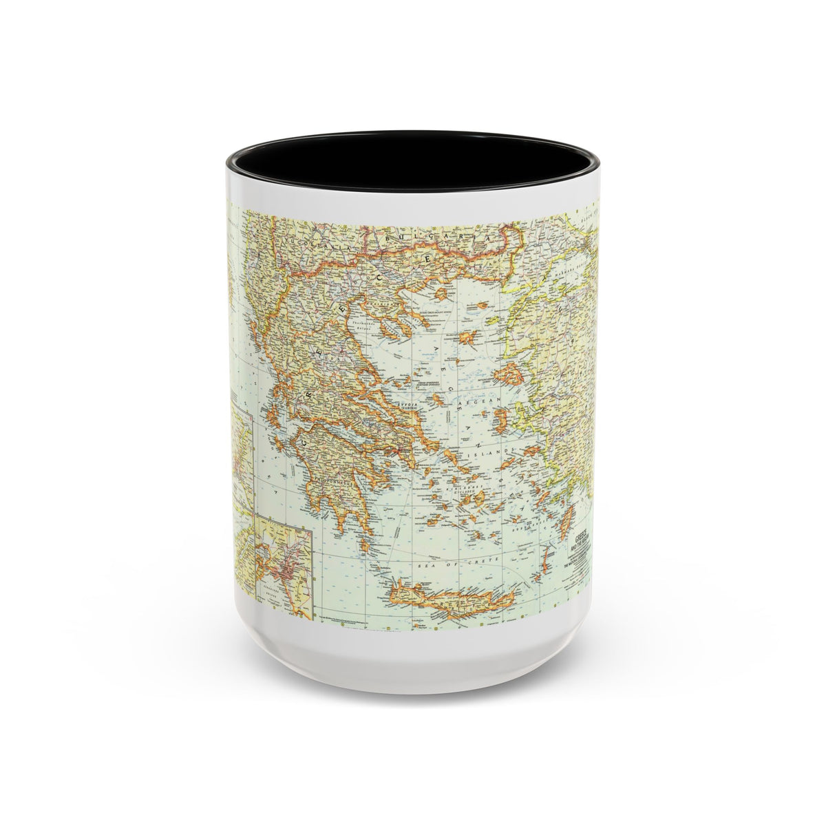 Greece and the Aegean (1958) (Map) Accent Coffee Mug