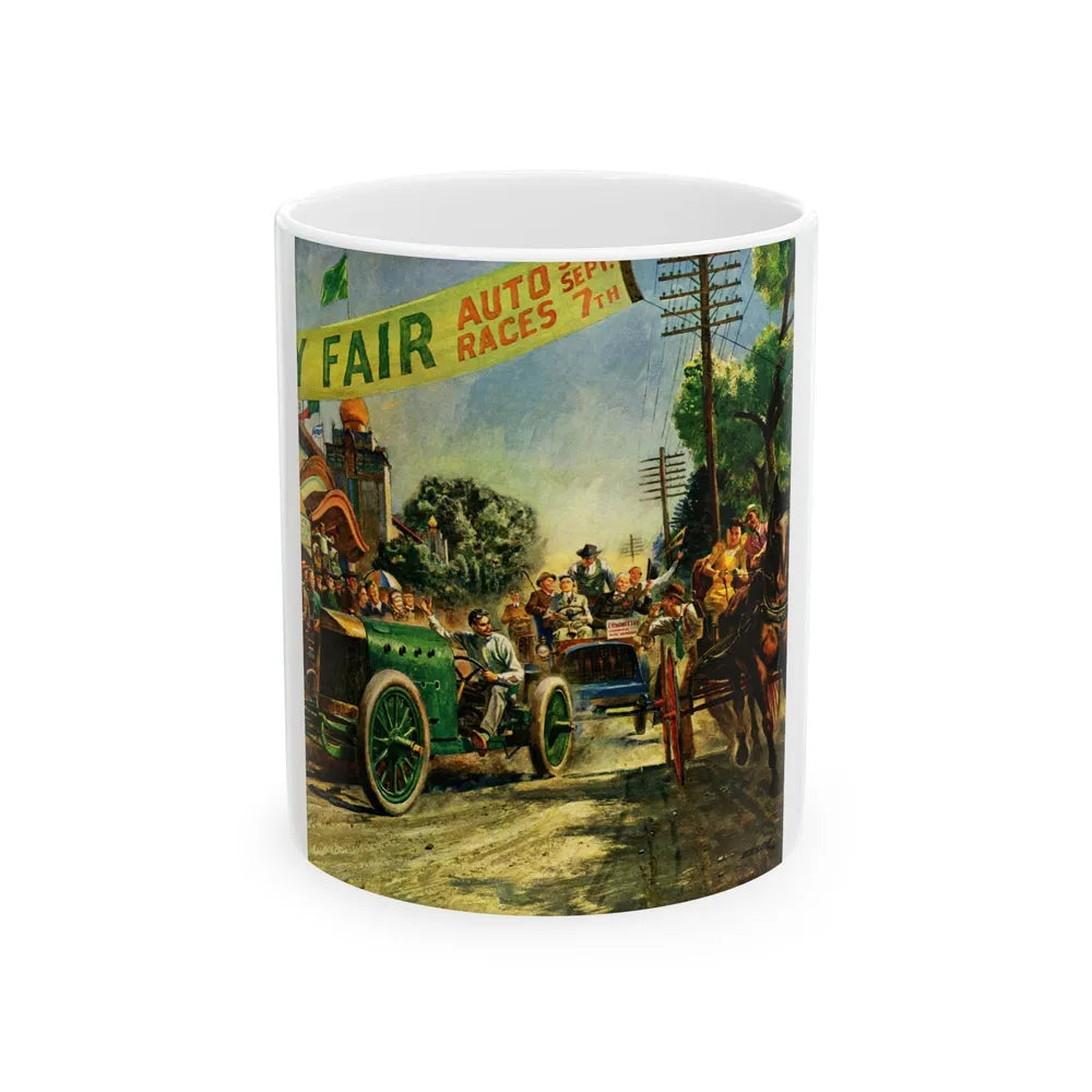 County Fair Auto Races, Esquire magazine, 1945 - White Coffee Mug-11oz-Go Mug Yourself