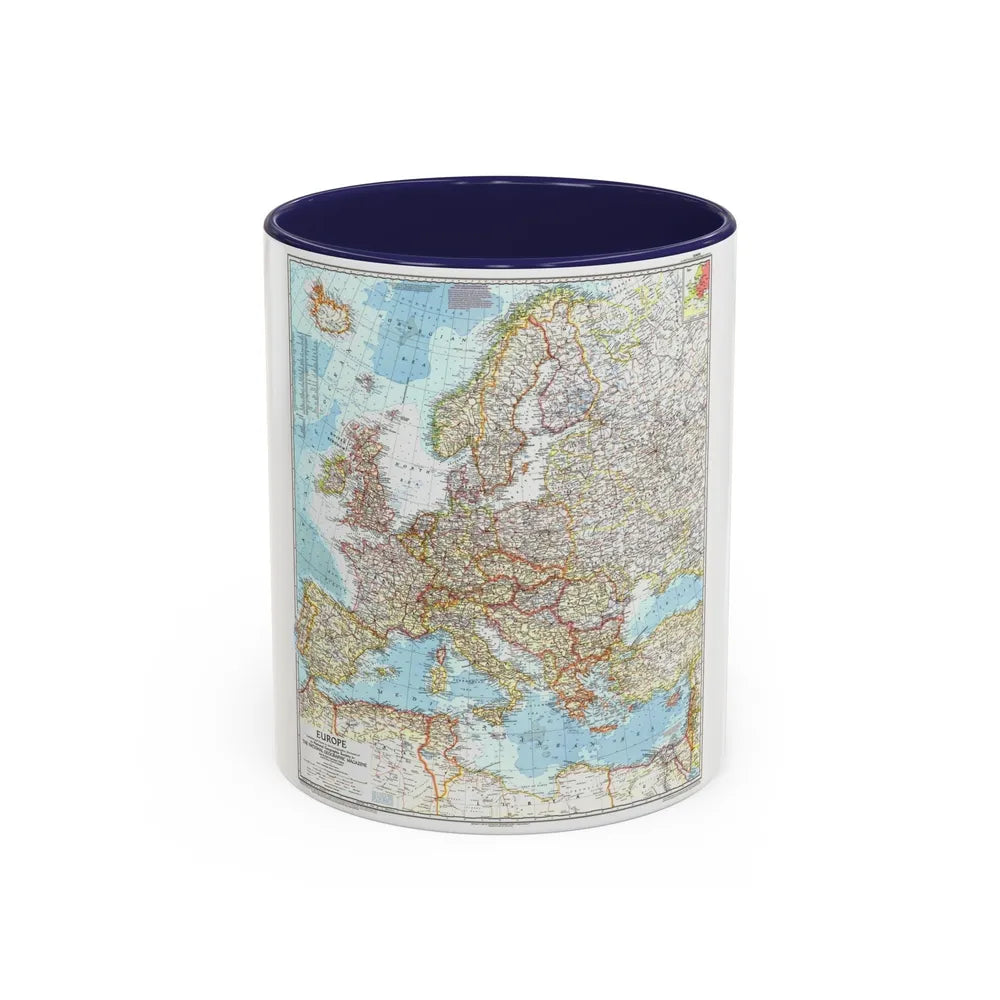 Europe (1957) (Map) Accent Coffee Mug-11oz-Navy-Go Mug Yourself