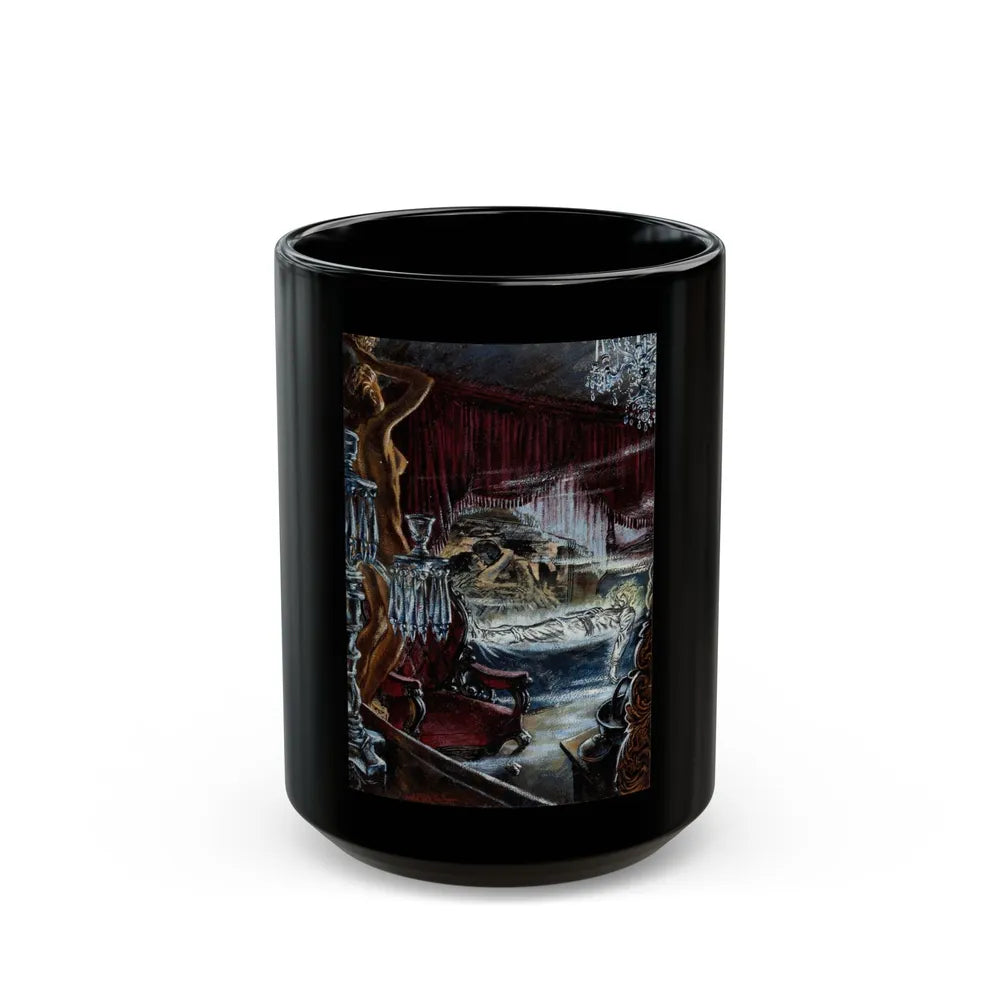 Ghost in Bedroom - Black Coffee Mug-15oz-Go Mug Yourself