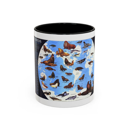 Pinnipeds Around the World (1987) (Map) Accent Coffee Mug