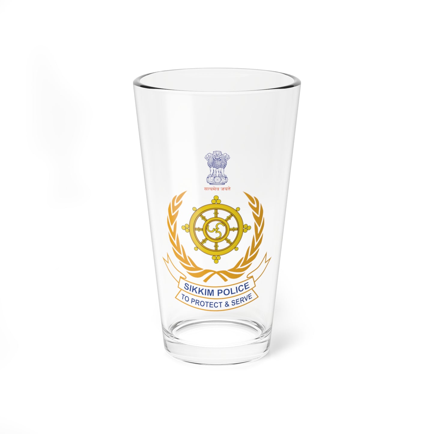 Sikkim police logo (India) (Coat of Arms) Pint Glass 16oz