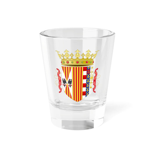 Lesser Coat of Arms of Ferdinand II of Aragon Both Sicilies and Count of Barcelona 1504-1516 (Spain) (Coat of Arms) Shot Glass 1.5oz