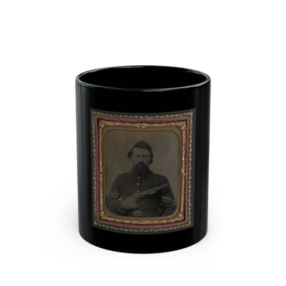 Unidentified Soldier In Union Sergeant's Uniform And U.S. Belt Buckle With Savage Revolver (U.S. Civil War) Black Coffee Mug
