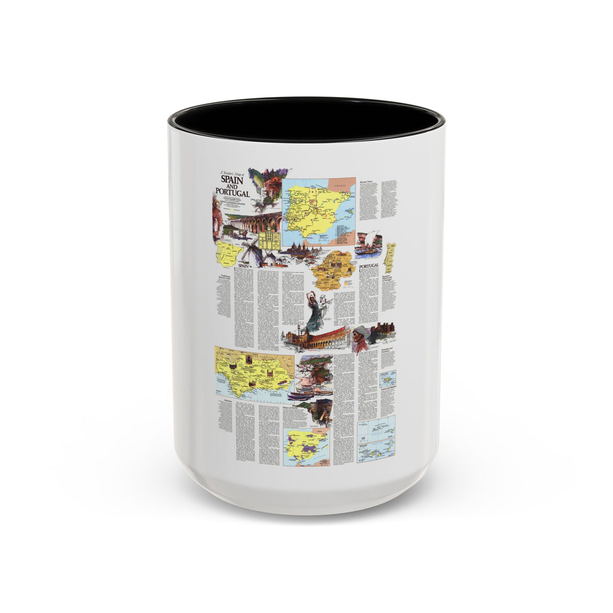Spain and Portugal - A Traveller's Map 2 (1984) (Map) Accent Coffee Mug
