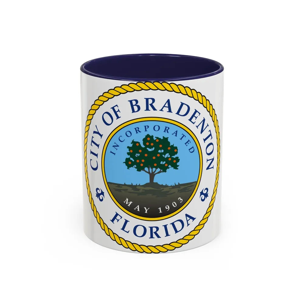 Seal of Bradenton Florida - Accent Coffee Mug-11oz-Navy-Go Mug Yourself