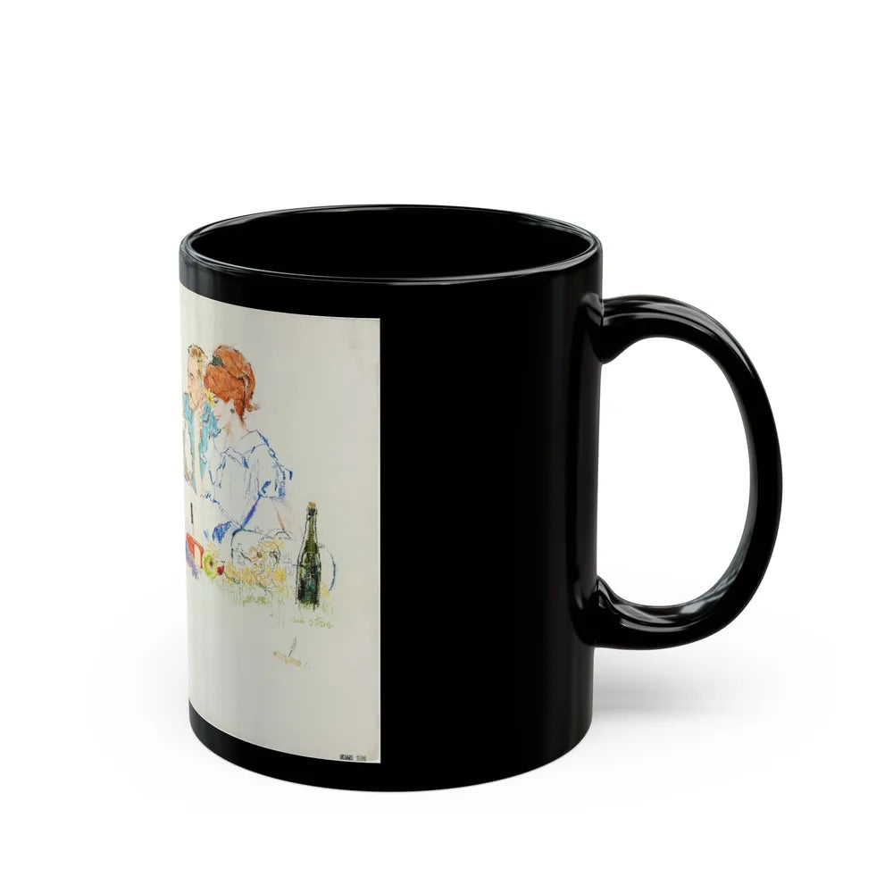 Couple on Picnic Illustration (Neeley Associates, c. 1960s) - Black Coffee Mug-Go Mug Yourself