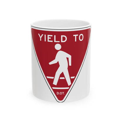 NYCDOT YIELD TO PEDESTRIANS (New York) (Road Sign) White Coffee Mug