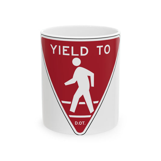 NYCDOT YIELD TO PEDESTRIANS (New York) (Road Sign) White Coffee Mug