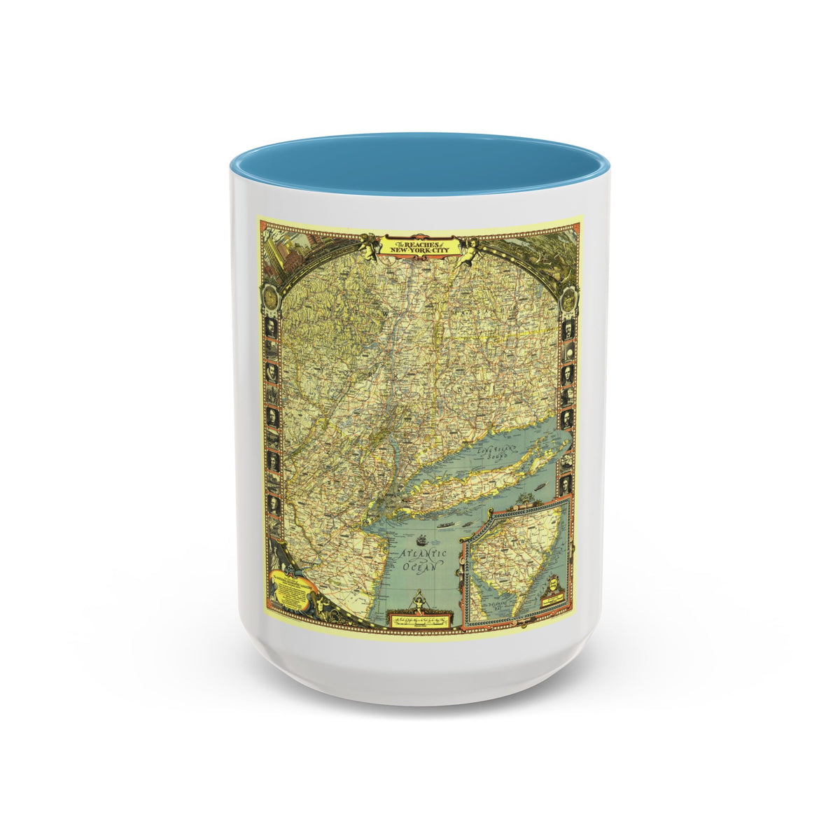 USA - New York City (1939) (Map) Accent Coffee Mug